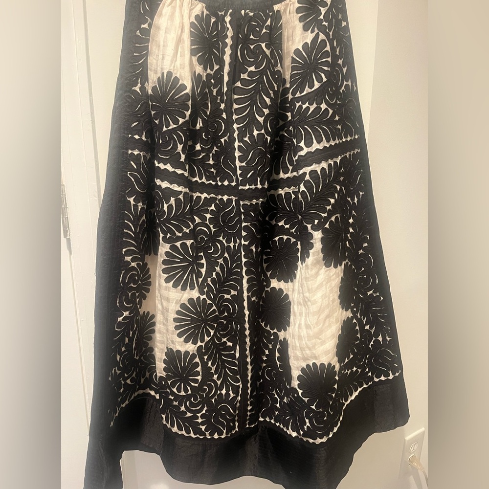 Ulla Johnson Francesca Elegant Black and White Floral Skirt